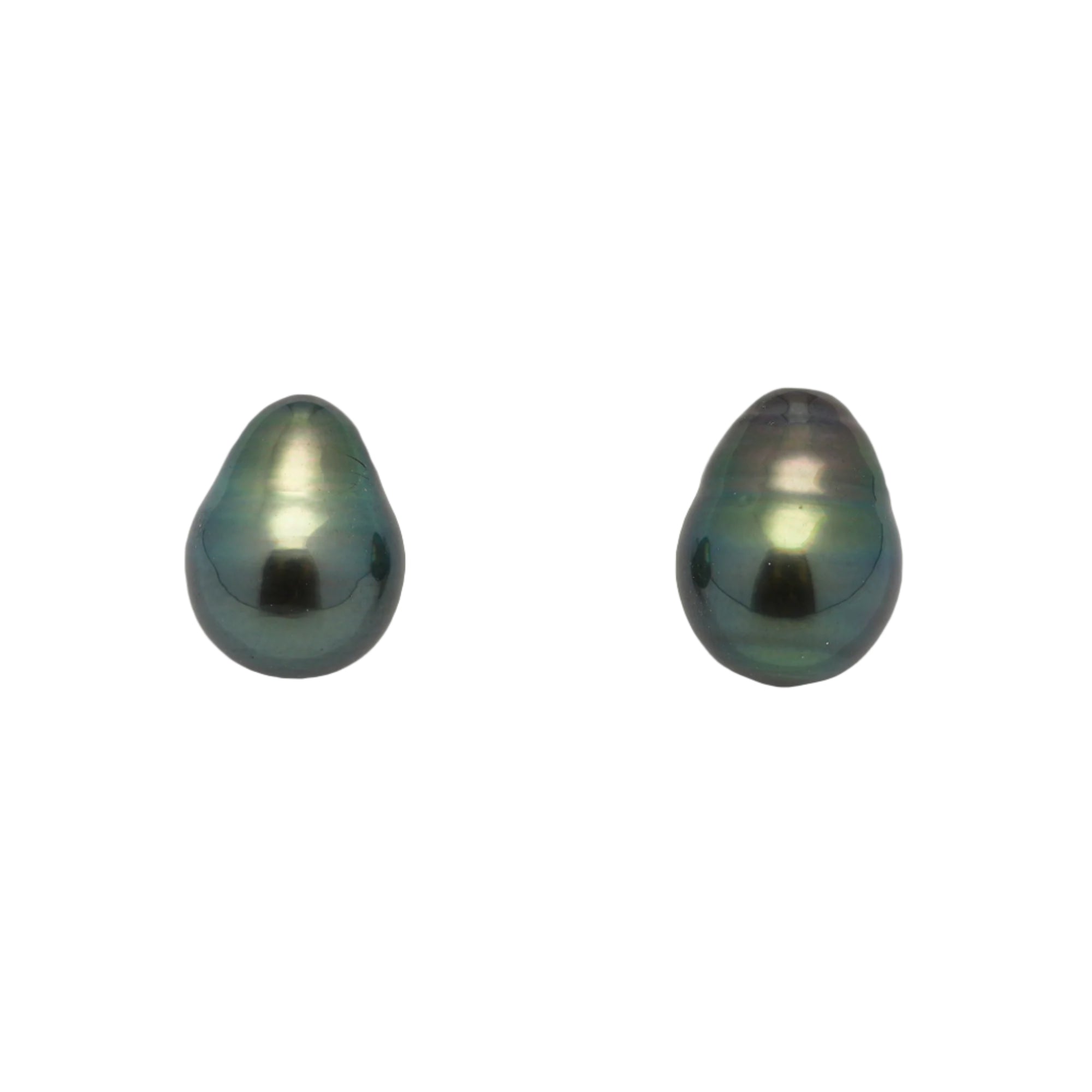 2pcs Blue Green 9.1-9.4mm - SB AAA Quality Tahitian Pearl Pair ER1587 HL3