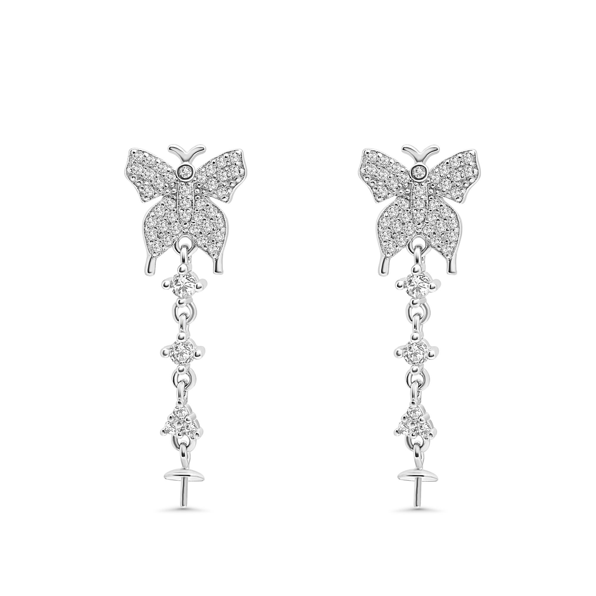 Studs Earring Bails 925 Silver for Pearl SC505