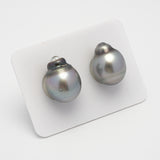 2pcs Gray 13.2-13.4mm - SB AAA Quality Tahitian Pearl Pair ER1477 THMIX2