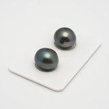 2pcs Green 11.8mm - SB AAA Quality Tahitian Pearl Pair ER1459 HL1