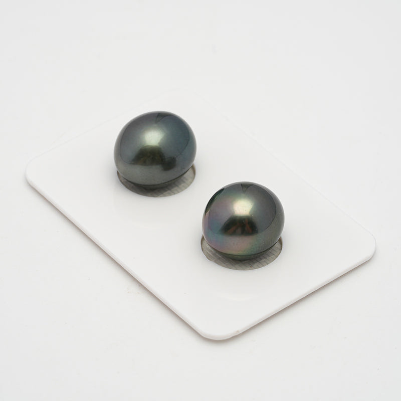 2pcs Green 11.8mm - SB AAA Quality Tahitian Pearl Pair ER1459 HL1