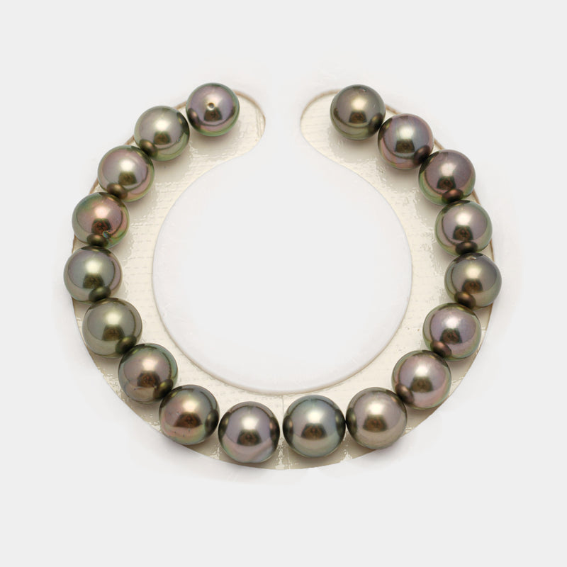 18pcs "High Luster" Olive Green 9-10mm - SR/NR AAA Quality Tahitian Pearl Bracelet BR2220 OR10