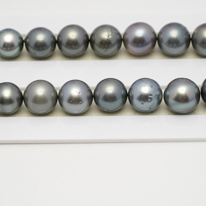 39pcs Gray Blue 10-13mm - SR/NR AA/A Quality Tahitian Pearl Necklace NL1592 THMIX3