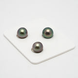 3pcs "High Luster" Multicolor 9.3-9.7mm - SR/NR AAA Quality Tahitian Pearl Trio Set ER1244 TH2