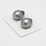 2pcs Gray 13.2-13.4mm - SB AAA Quality Tahitian Pearl Pair ER1477 THMIX2