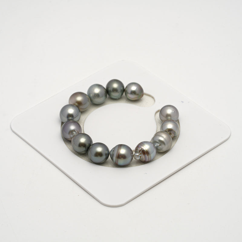 13pcs Silver Gray 11-13mm - SB AAA/AA Quality Tahitian Pearl Bracelet BR2167 THMIX2