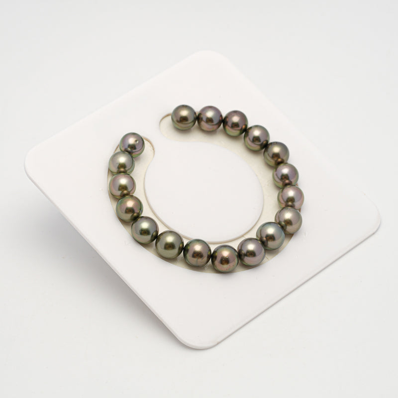 18pcs "High Luster" Olive Green 9-10mm - SR/NR AAA Quality Tahitian Pearl Bracelet BR2220 OR10