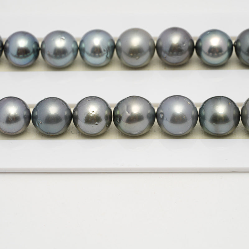 39pcs Gray Blue 10-13mm - SR/NR AA/A Quality Tahitian Pearl Necklace NL1592 THMIX3