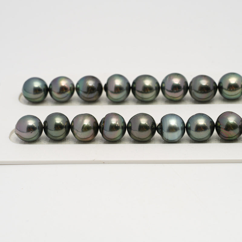 41pcs Blue Green 10-11mm - SB AA/AAA Quality Tahitian Pearl Necklace NL1642 HL3