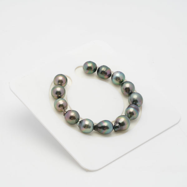 13pcs "Top Luster" Peacock 10-11mm - SB AAA Quality Tahitian Pearl Bracelet BR2024 OR7