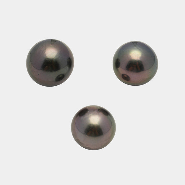 3pcs Purple 13.2-14.3mm - SR/NR AA Quality Tahitian Pearl Trio Set ER1460