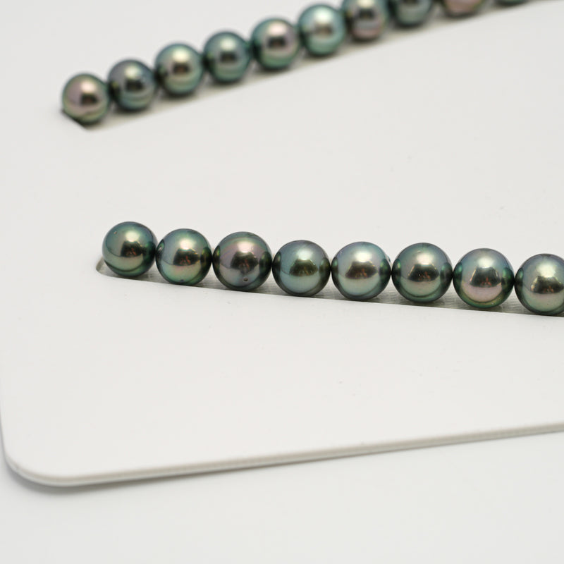 47pcs "High Luster" Green 8-11mm - SR/NR AAA/AA Quality Tahitian Pearl Necklace NL1591 OR10