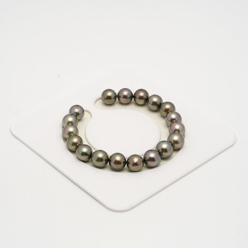 18pcs "High Luster" Olive Green 9-10mm - SR/NR AAA Quality Tahitian Pearl Bracelet BR2220 OR10