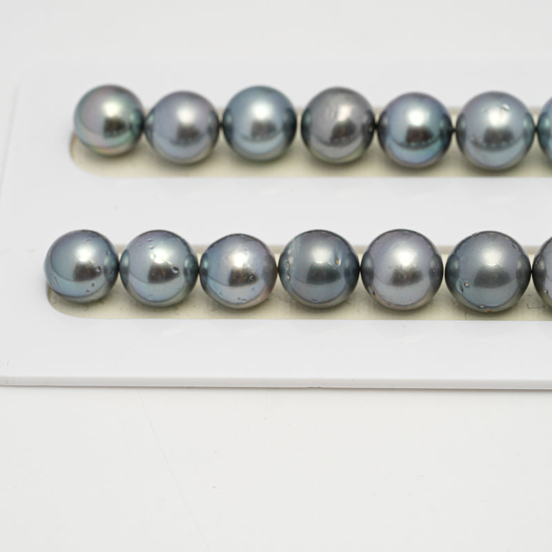 39pcs Gray Blue 10-13mm - SR/NR AA/A Quality Tahitian Pearl Necklace NL1592 THMIX3