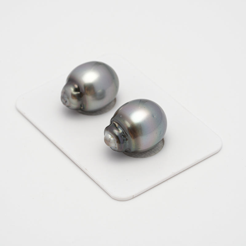 2pcs Gray 13.2-13.4mm - SB AAA Quality Tahitian Pearl Pair ER1477 THMIX2