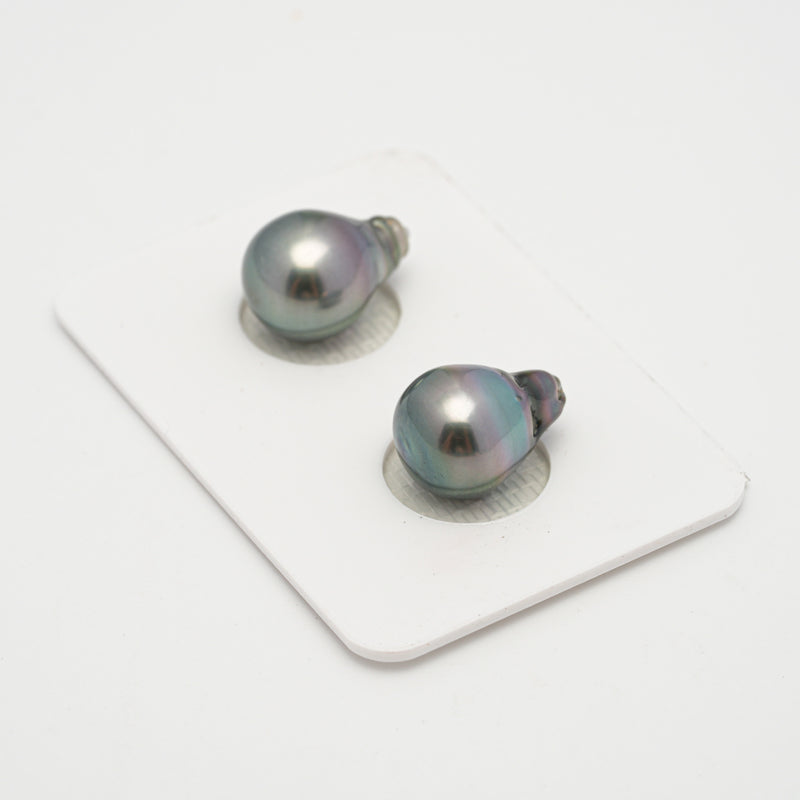 2pcs Green 10mm - SB AAA/AA Quality Tahitian Pearl Pair ER1546 A101