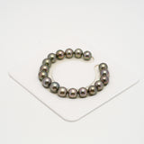 18pcs "High Luster" Olive Green 9-10mm - SR/NR AAA Quality Tahitian Pearl Bracelet BR2220 OR10