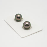 2pcs "High Luster" Peacock 10.2-10.3mm - RSR AAA/AA Quality Tahitian Pearl Pair ER1421 OR6