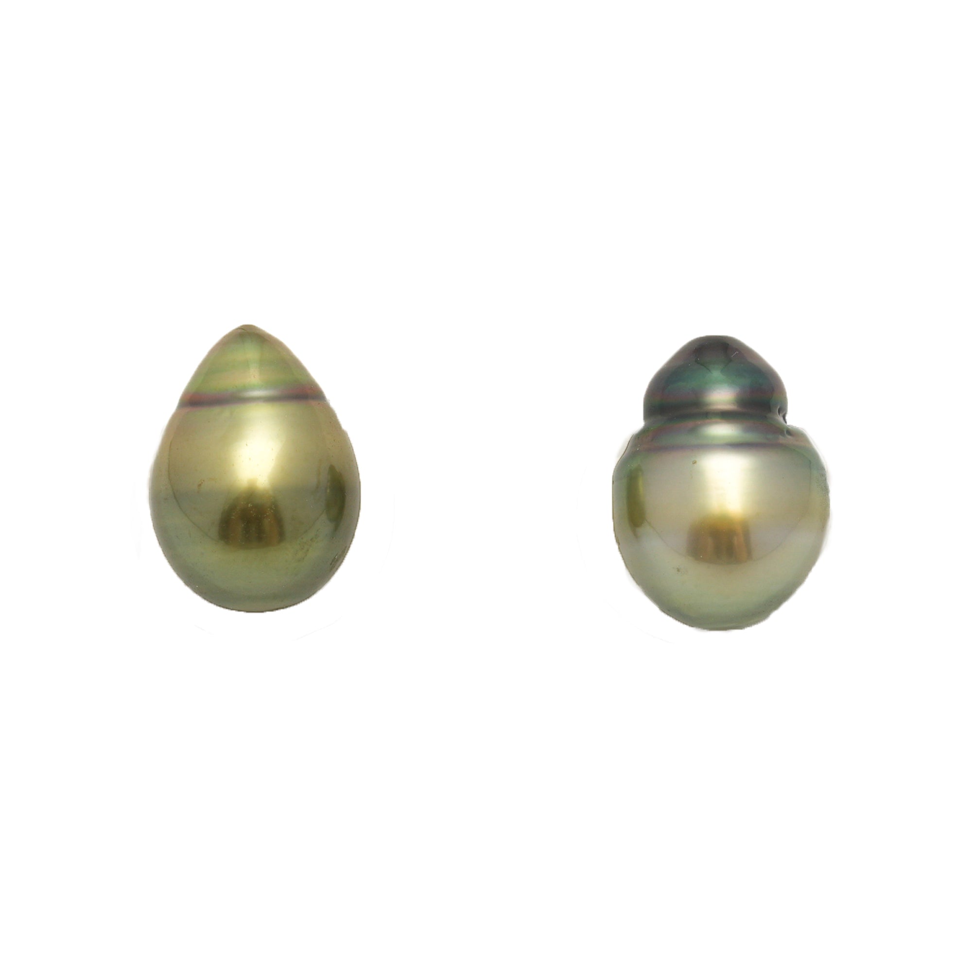 2pcs Yellow Green 9.7-10mm - SB AAA/AA Quality Tahitian Pearl Pair ER1823 TH5