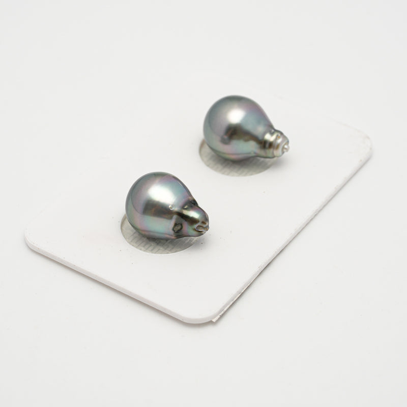 2pcs Green 10mm - SB AAA/AA Quality Tahitian Pearl Pair ER1546 A101