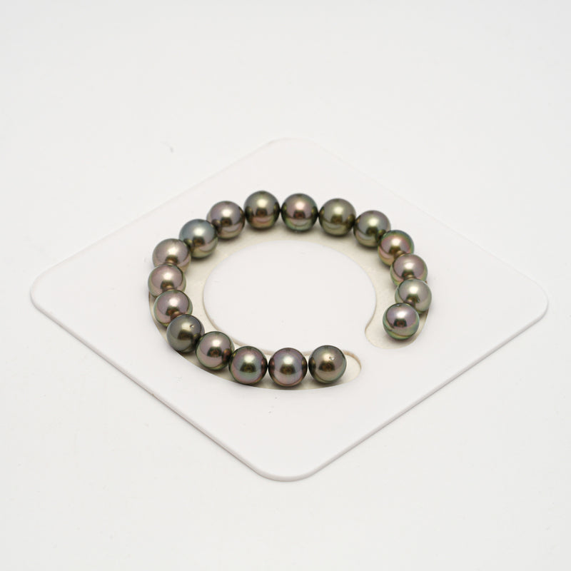 18pcs "High Luster" Olive Green 9-10mm - SR/NR AAA Quality Tahitian Pearl Bracelet BR2220 OR10