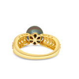 925 Sterling Silver Floral Tahitian Pearl Ring with Sparkling Zirconia Gems. ref:SHM718 CMP1