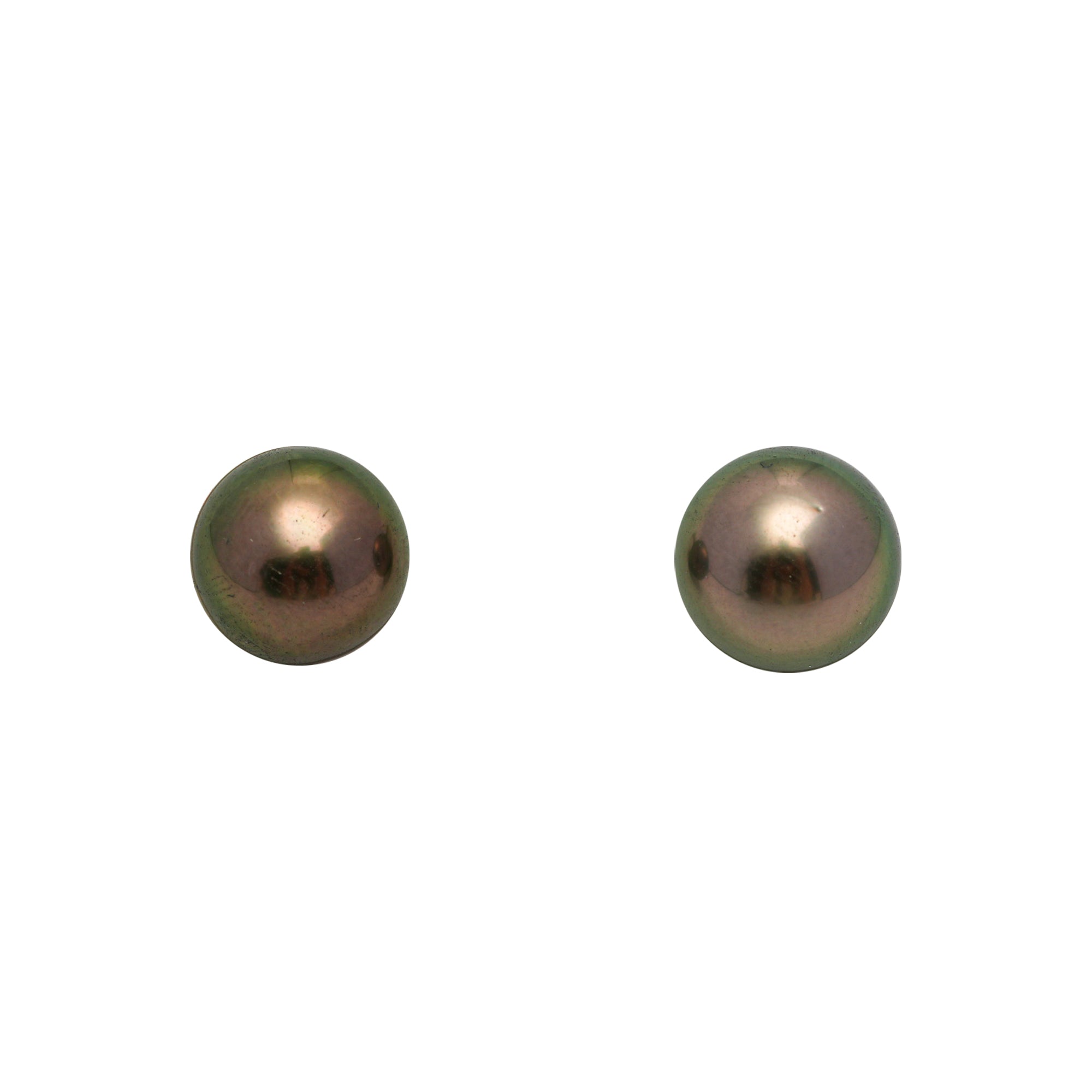 2pcs "High Luster" Green 9.1-9.5mm - RSR AAA Quality Tahitian Pearl Pair ER1774 OR13