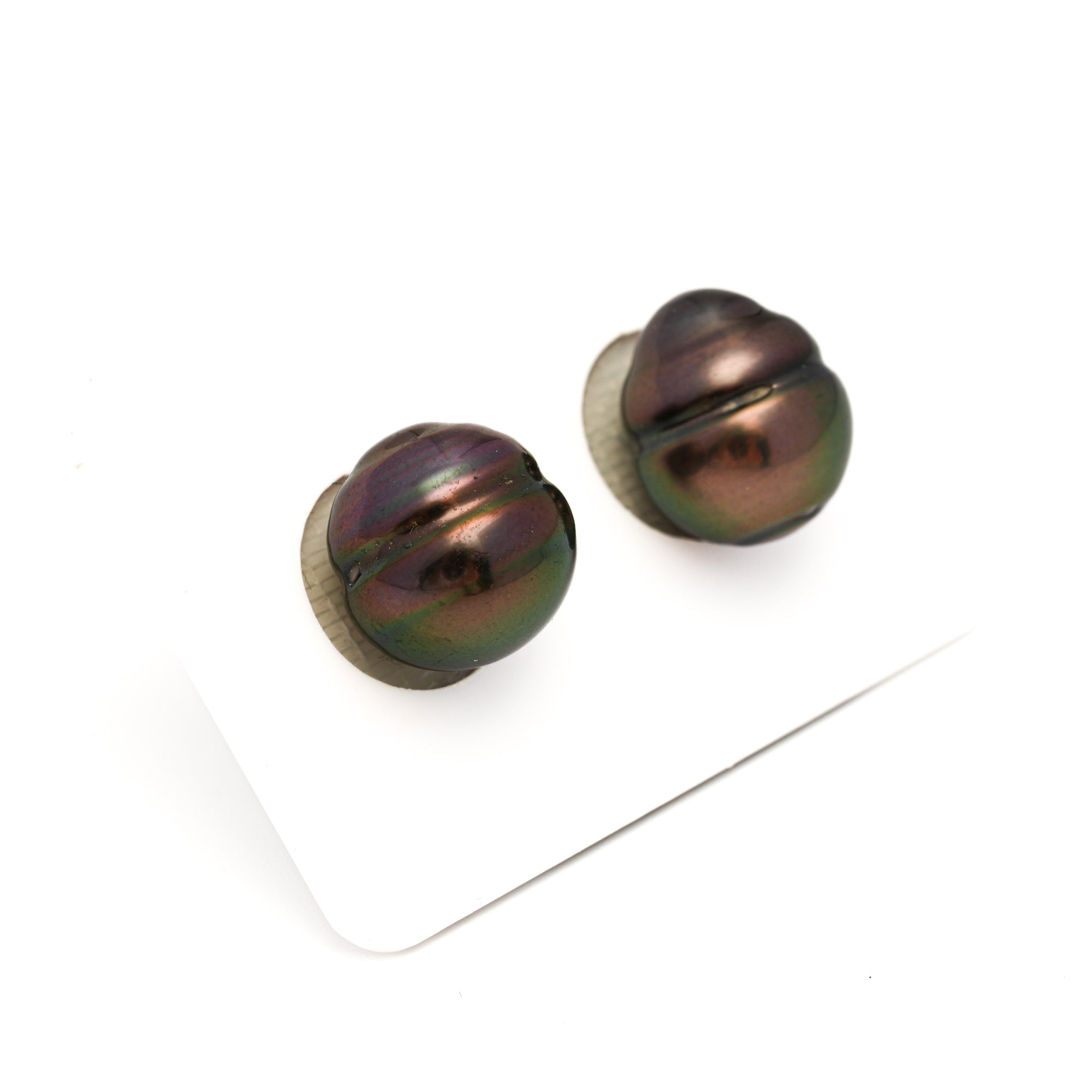 2pcs Brown Green 12.2-12.7mm - CL AAA/AA Quality Tahitian Pearl Pair ER1814 CMP9