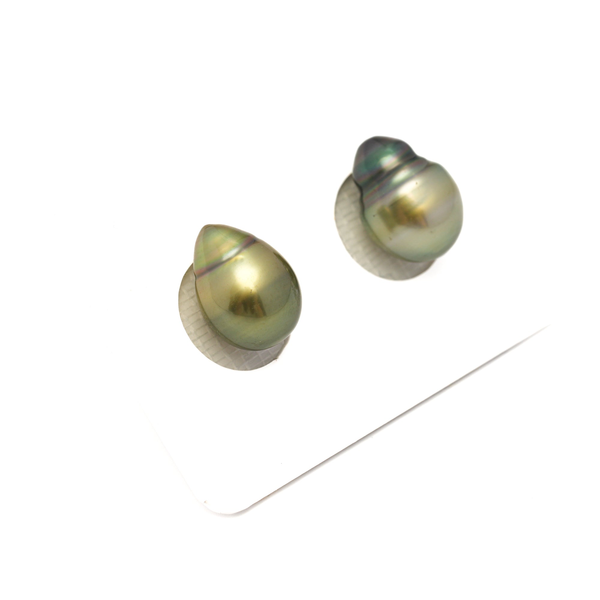2pcs Yellow Green 9.7-10mm - SB AAA/AA Quality Tahitian Pearl Pair ER1823 TH5
