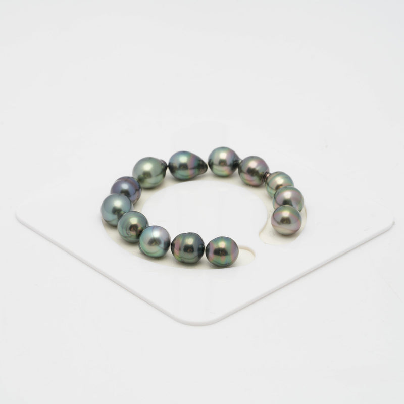 13pcs "Top Luster" Peacock 10-11mm - SB AAA Quality Tahitian Pearl Bracelet BR2024 OR7