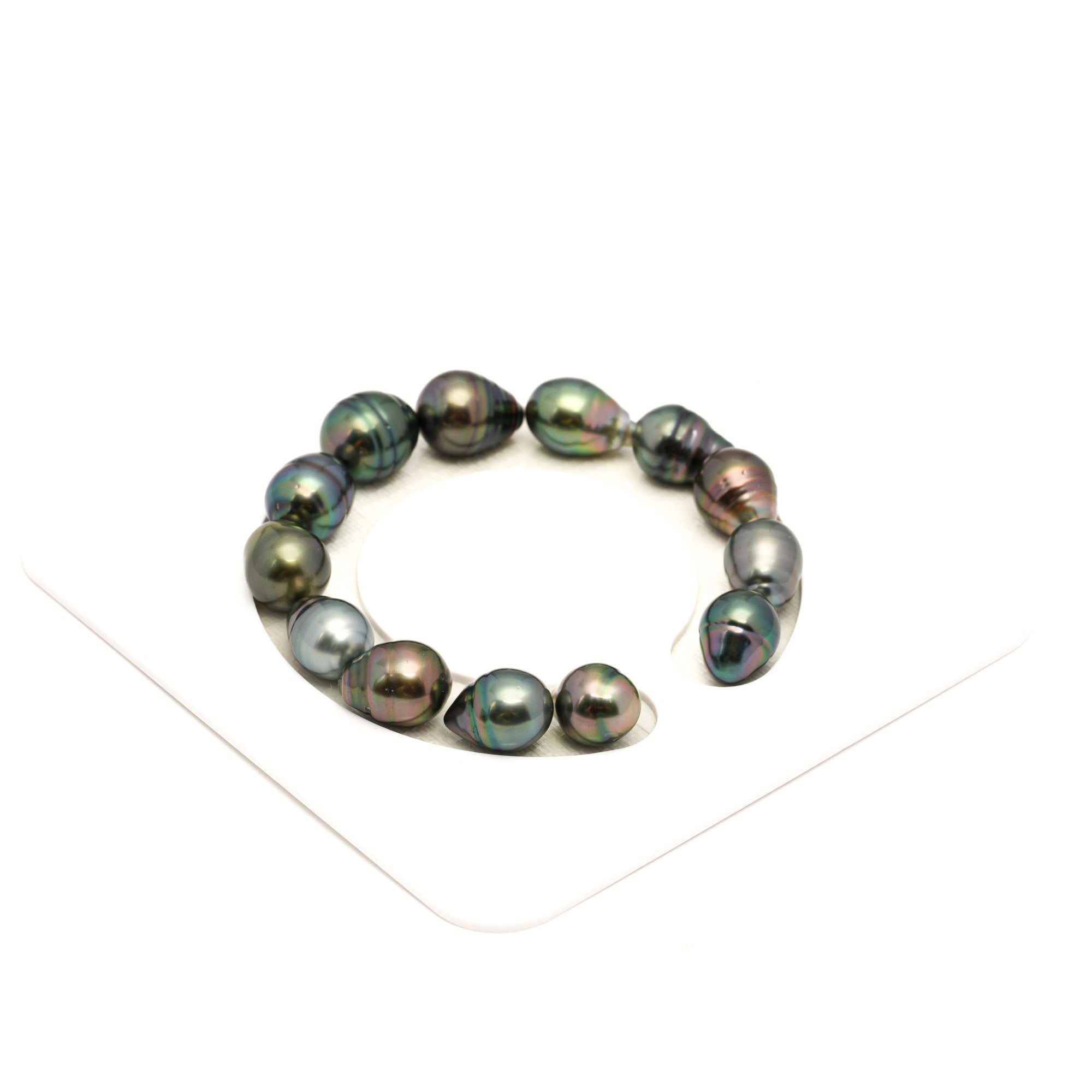 13pcs "High Luster" Multicolor 10-12mm - SB/CL AAA/TOP Quality Tahitian Pearl Bracelet BR2477 LP2