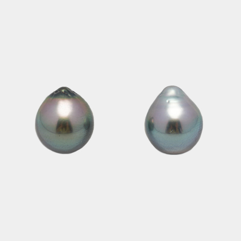 2pcs "High Luster" Green 11.1-11.3mm - SB AAA/AA Quality Tahitian Pearl Pair ER1478 THMIX2.6