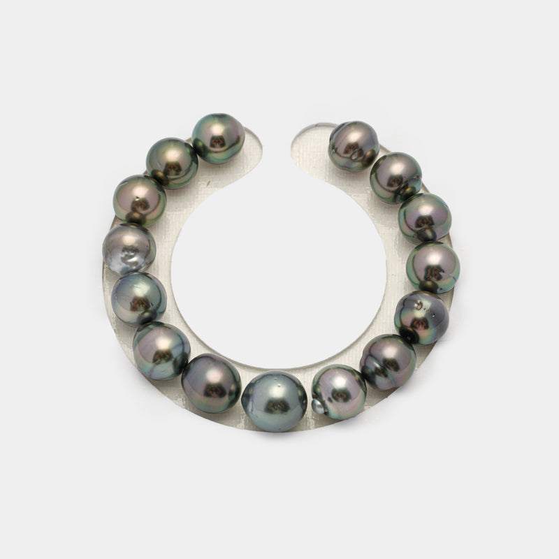 15pcs Green 10-12mm - SB AA/AAA Quality Tahitian Pearl Bracelet BR2166 THMIX2