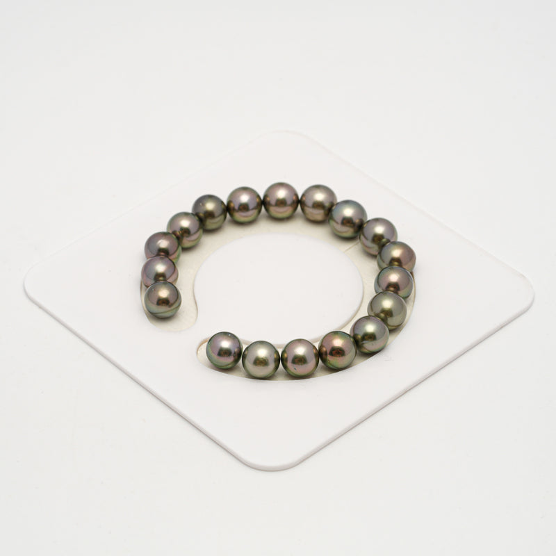 18pcs "High Luster" Olive Green 9-10mm - SR/NR AAA Quality Tahitian Pearl Bracelet BR2220 OR10