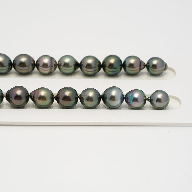 41pcs Green 8-11mm - SB AAA/AA Quality Tahitian Pearl Necklace NL1643 HL3