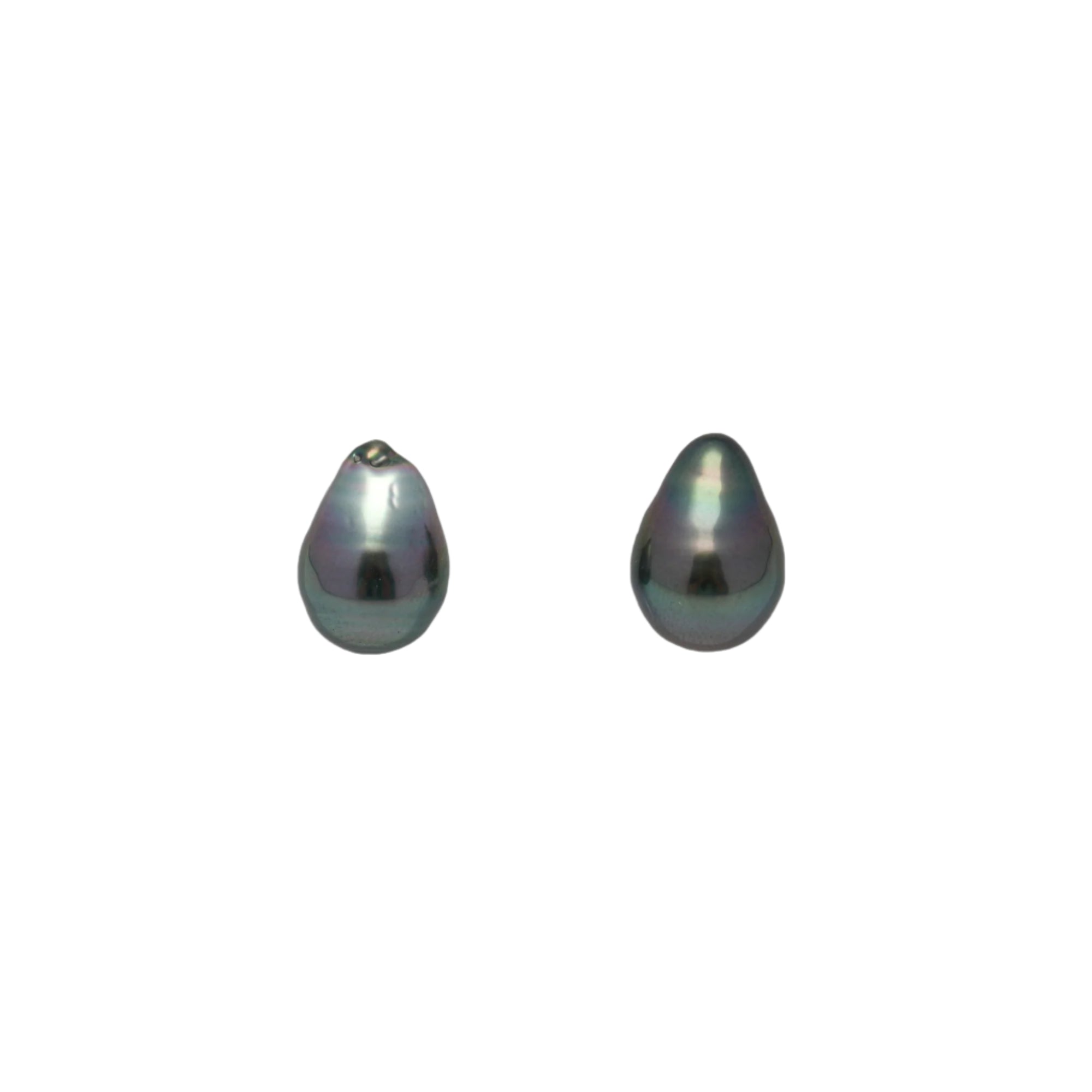 2pcs Green 9.7-9.9mm - SB AA/AAA Quality Tahitian Pearl Pair ER1385 OR7