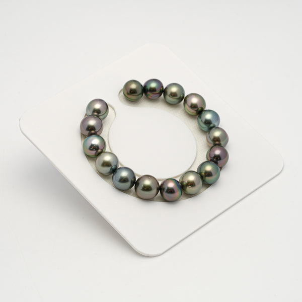 16pcs "High Luster" Multicolor 10-12mm - SR/NR AAA/AA Quality Tahitian Pearl Bracelet BR2183 OR10