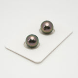 2pcs "High Luster" Peacock 10.2-10.3mm - RSR AAA/AA Quality Tahitian Pearl Pair ER1421 OR6