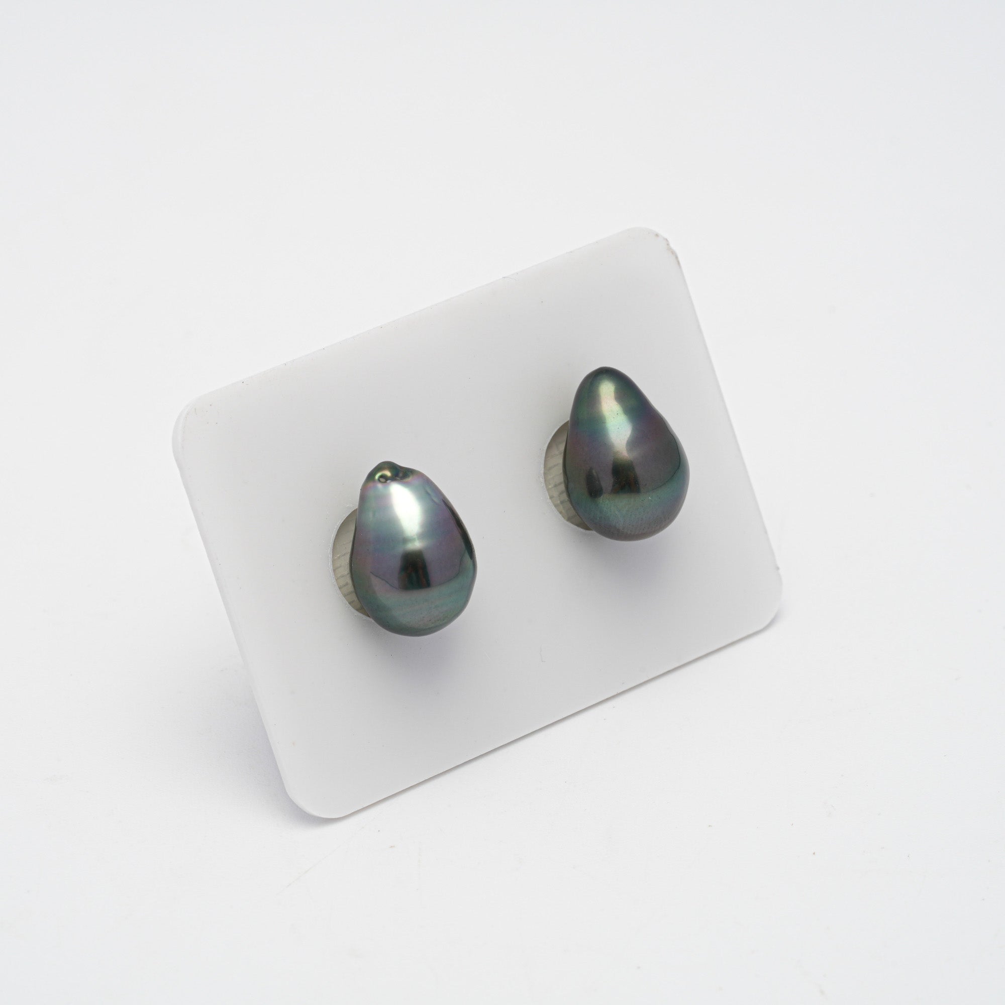 2pcs Green 9.7-9.9mm - SB AA/AAA Quality Tahitian Pearl Pair ER1385 OR7