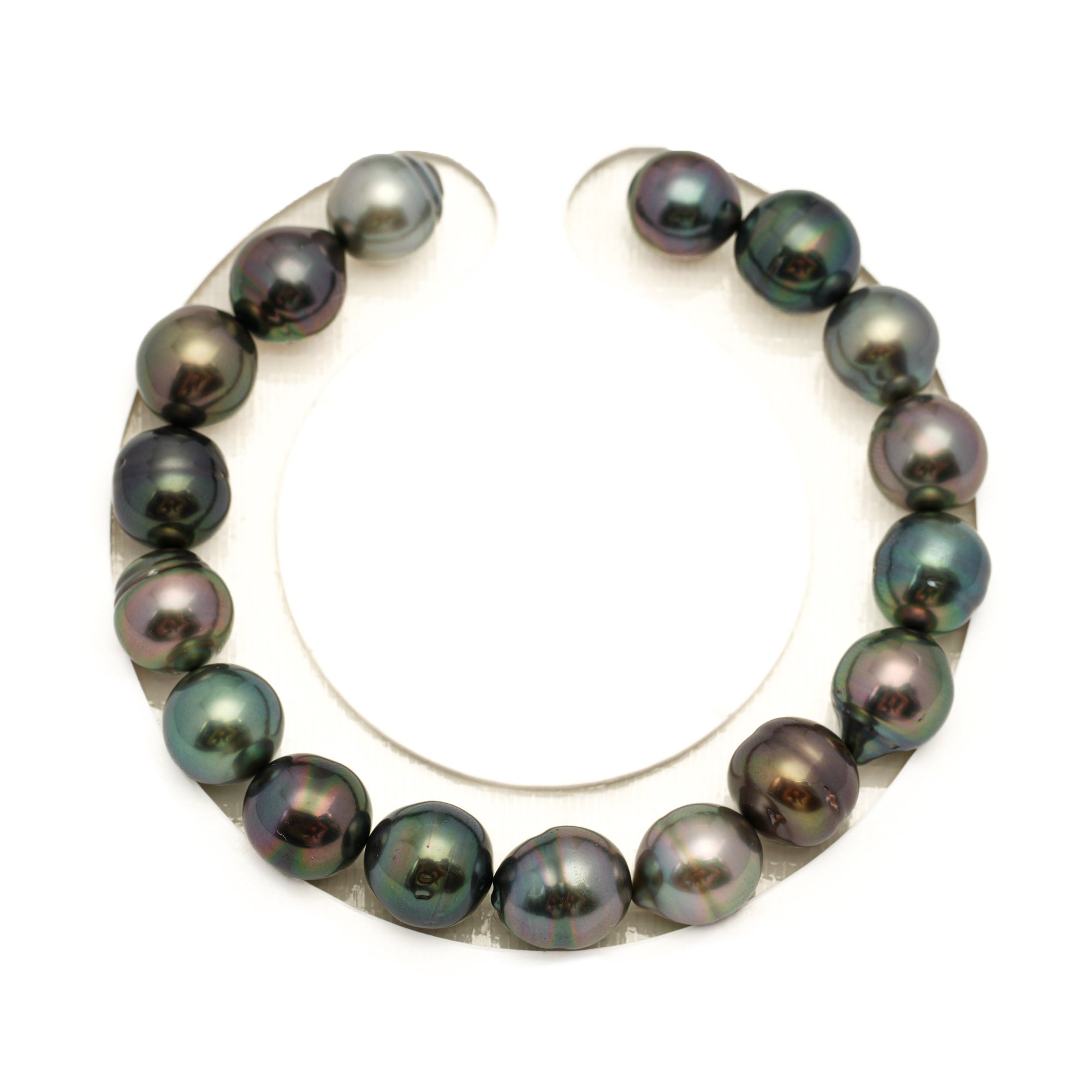 17pcs "High Luster" Green Mix 9-10mm - SB AAA Quality Tahitian Pearl Bracelet BR2485 LP2