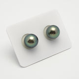 2pcs "High Luster" Blue Green 11mm - SR AAA/AA Quality Tahitian Pearl Pair ER1567 OR10