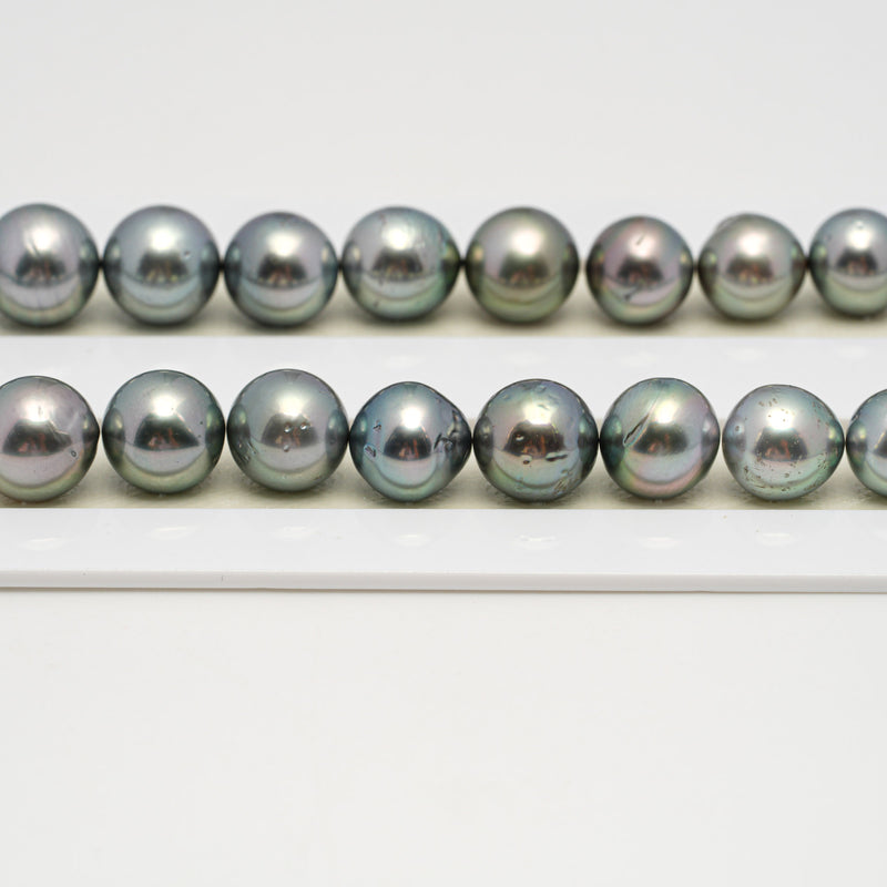 44pcs Blue Green 8-13mm - SR/NR AA Quality Tahitian Pearl Necklace NL1593  THMIX3