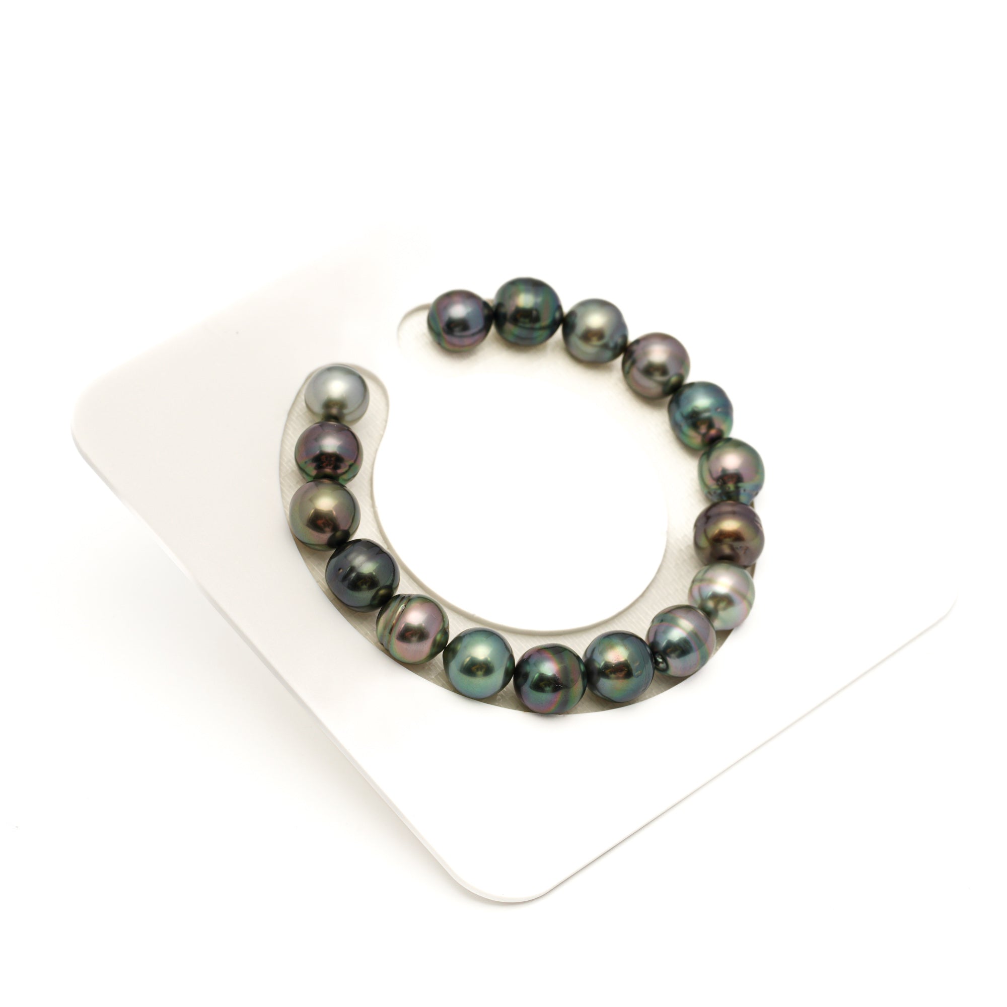 17pcs "High Luster" Green Mix 9-10mm - SB AAA Quality Tahitian Pearl Bracelet BR2485 LP2