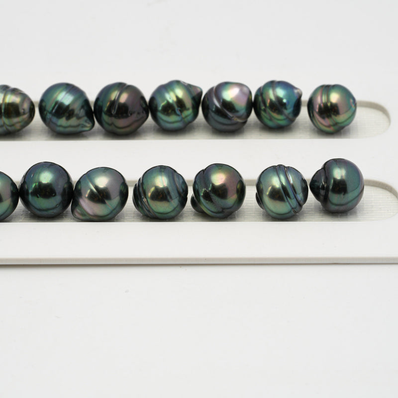 39pcs "High Luster" Peacock 9-10mm - CL AAA/AA Quality Tahitian Pearl Necklace NL1439 OR8