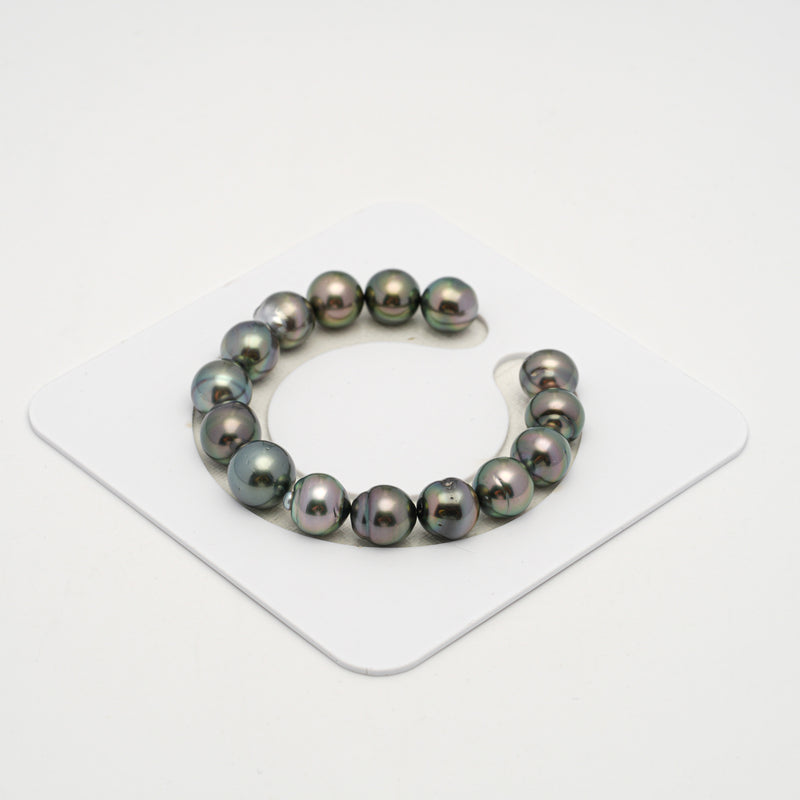 15pcs Green 10-12mm - SB AA/AAA Quality Tahitian Pearl Bracelet BR2166 THMIX2