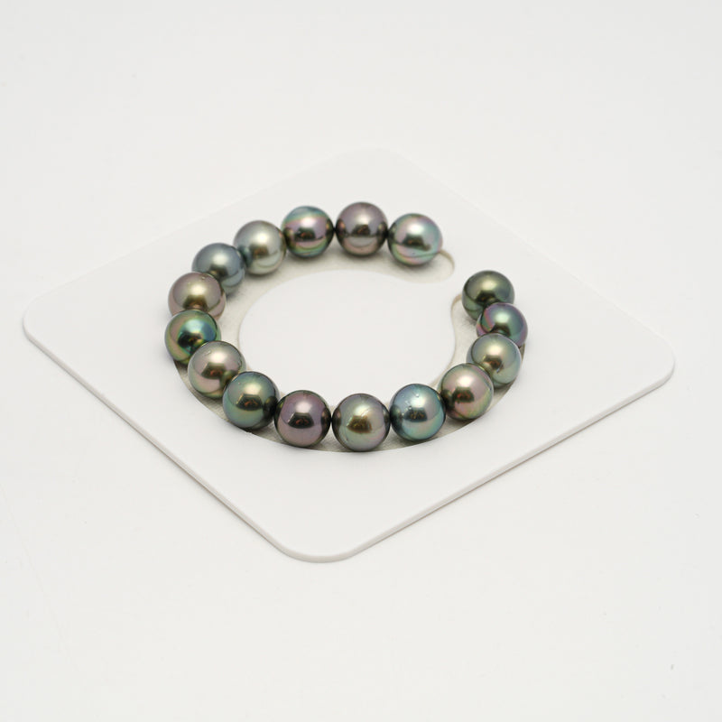 16pcs "High Luster" Multicolor 10-12mm - SR/NR AAA/AA Quality Tahitian Pearl Bracelet BR2183 OR10