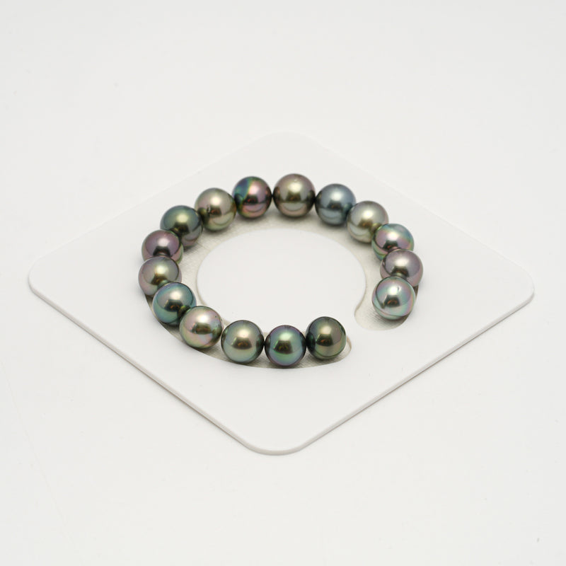 16pcs "High Luster" Multicolor 10-12mm - SR/NR AAA/AA Quality Tahitian Pearl Bracelet BR2183 OR10