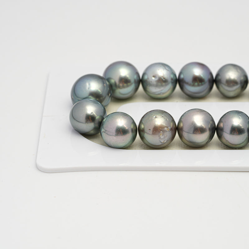 44pcs Blue Green 8-13mm - SR/NR AA Quality Tahitian Pearl Necklace NL1593  THMIX3