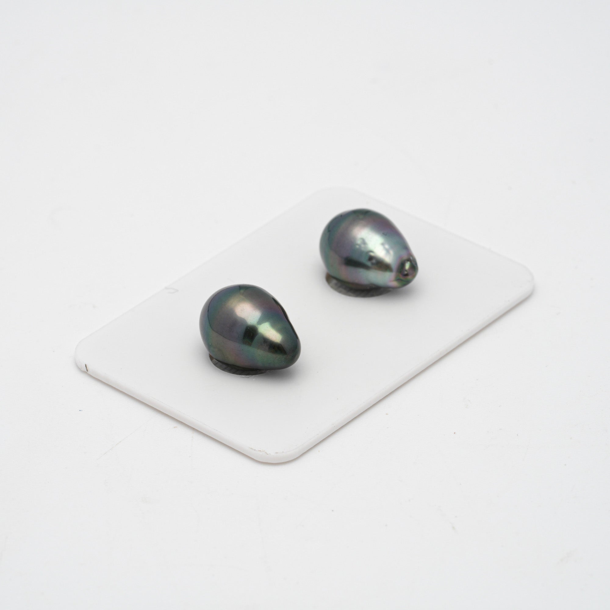 2pcs Green 9.7-9.9mm - SB AA/AAA Quality Tahitian Pearl Pair ER1385 OR7