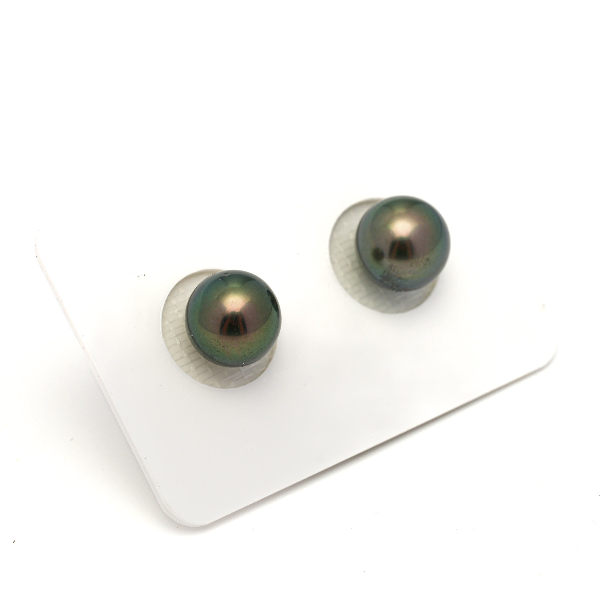 2pcs Peacock 9.5-9.7mm - RSR AAA Quality Tahitian Pearl Pair ER1742